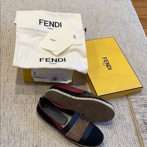Fendi Mesh Espadrille Flats in Navy